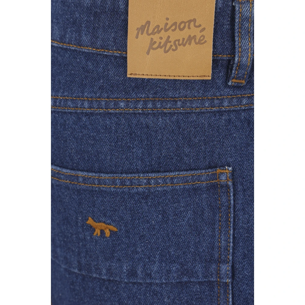 Maison Kitsuné Rechte Pijp Blauwe Denim Jeans Blue Heren