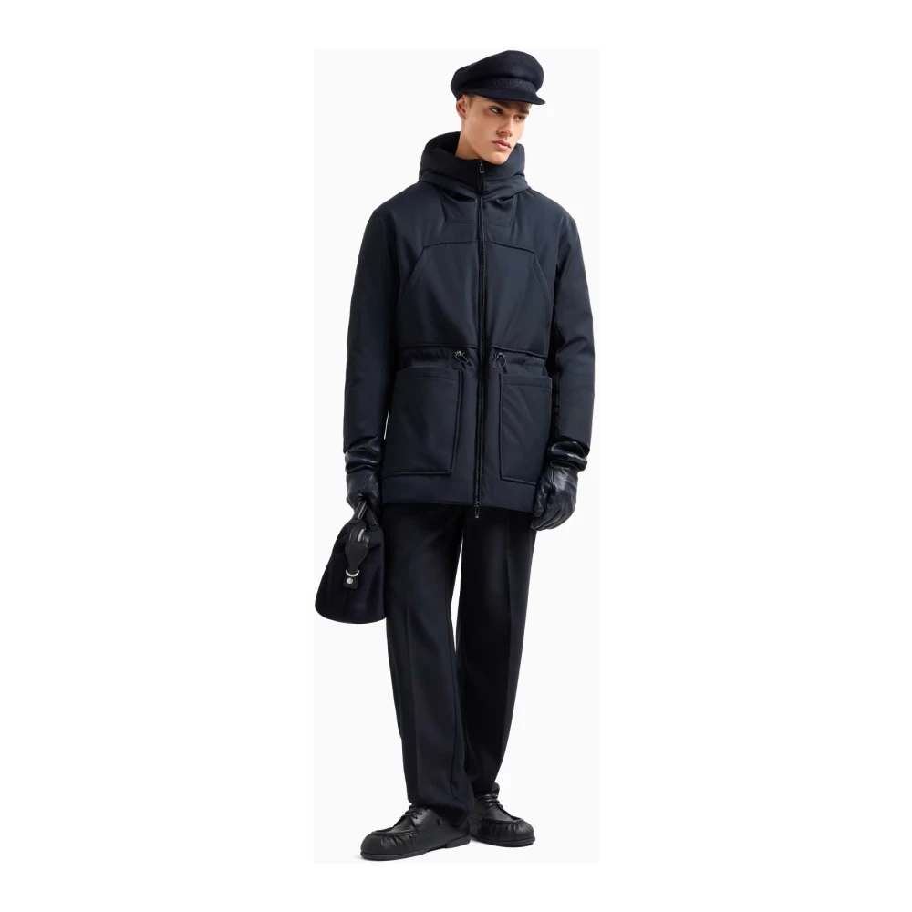 Emporio Armani Blauwe Winter Parka met Capuchon Black Heren