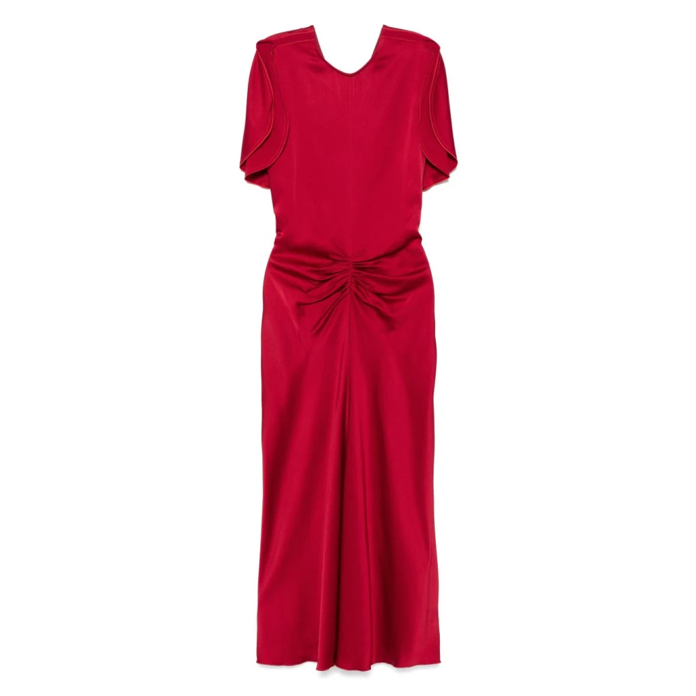 Victoria Beckham Women's Red Midi Dresses, 2XS, Tulip-Sleeve Midi Dress