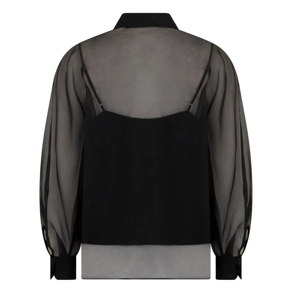 Max Mara Studio Black Long-Sleeve Chiffon Silk Blouse - Female - Shirts - M - Blouses & Shirts