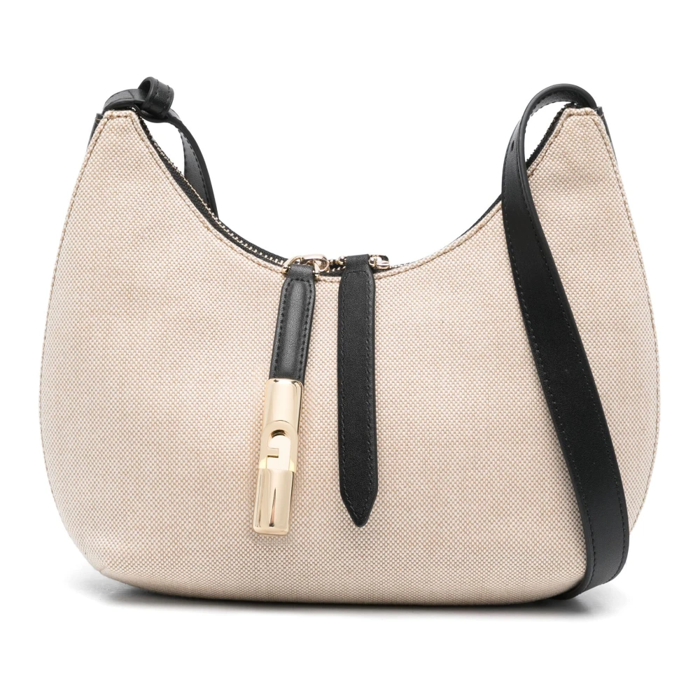 Furla Natuurlijk Zwart Druppel Stijl Handtas Beige Dames