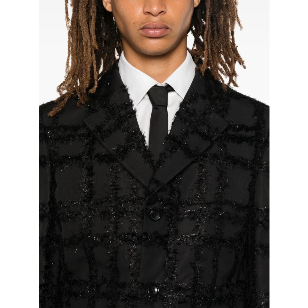 Comme des Garçons Zwarte Draadgesneden Jas Black Heren