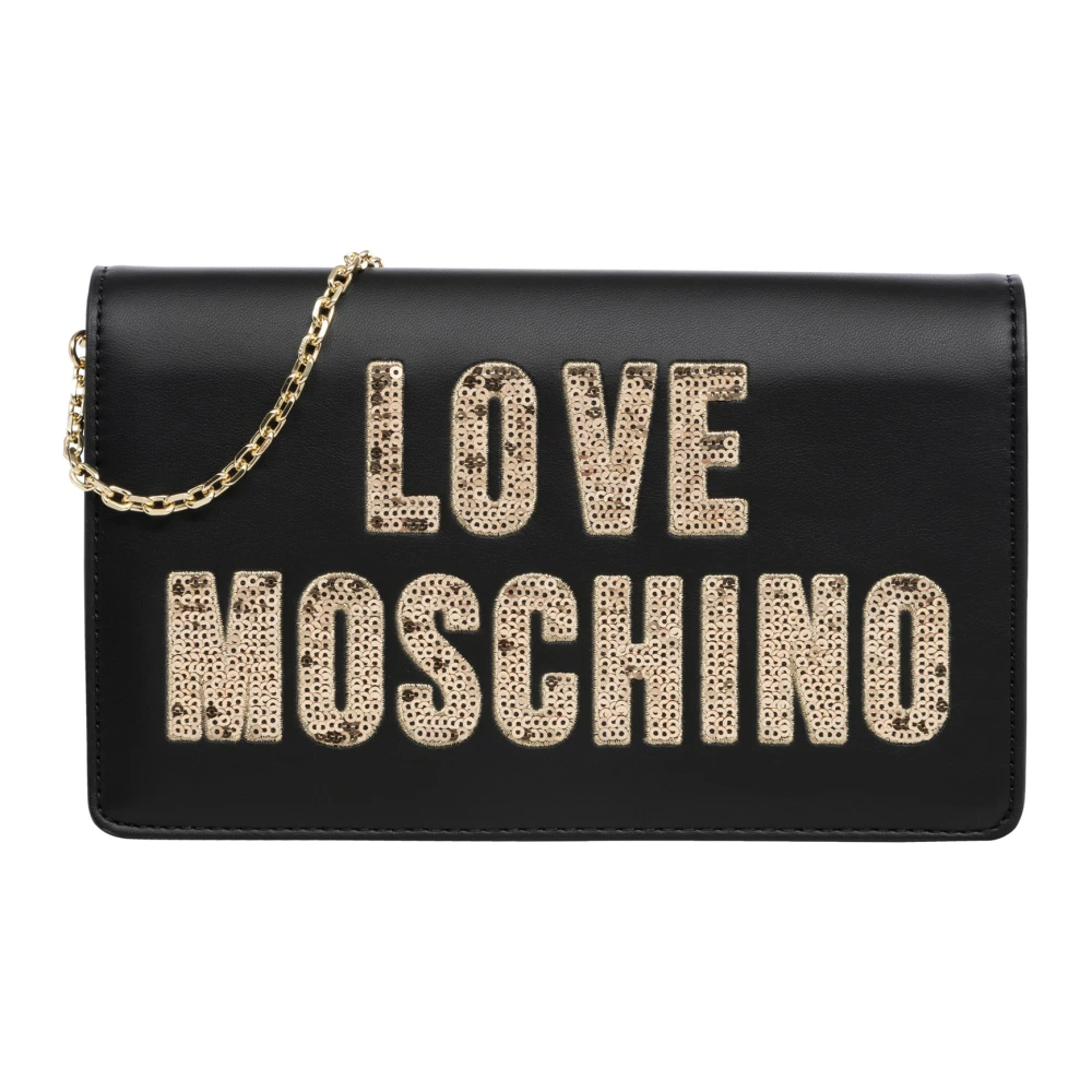Love Moschino Sprankelende Logo Crossbody Tas Black Dames