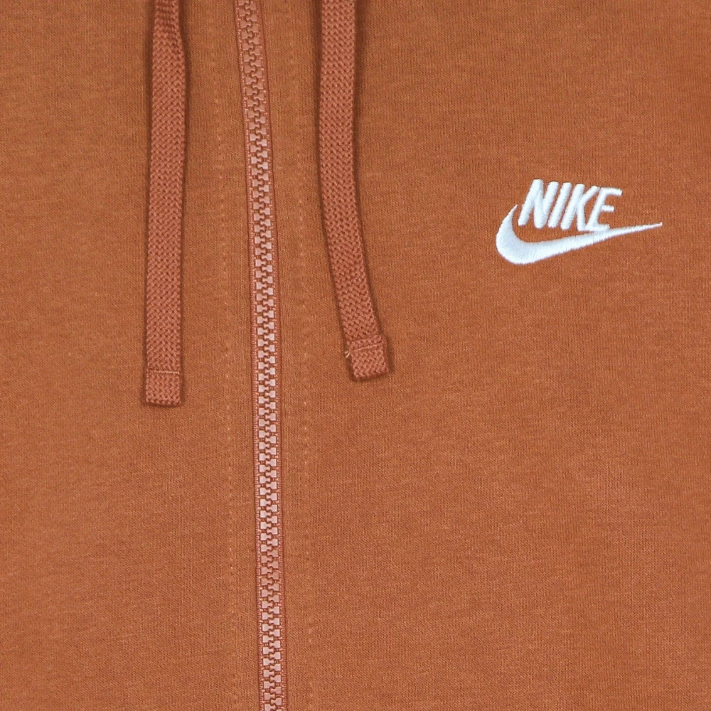 Nike Sporty Hooded Zip Sweatshirt French Terry Orange Heren