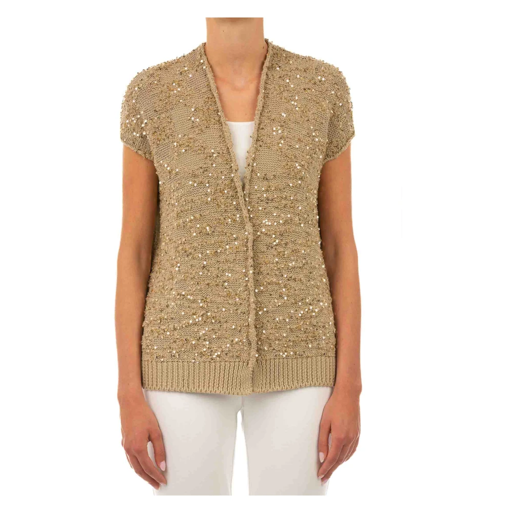 Le Tricot Perugia Korte Beige Cardigan Beige Dames