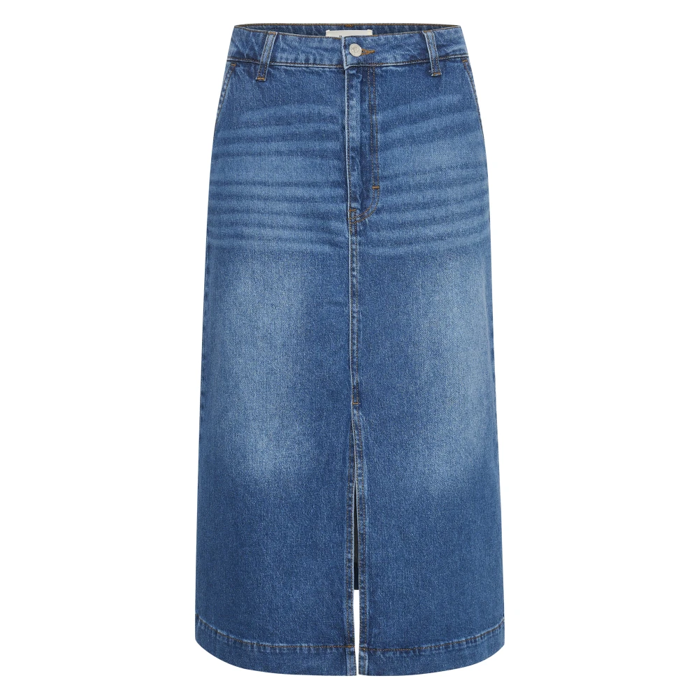 Part Two Lichtblauwe Denim Midi Rok Blue Dames