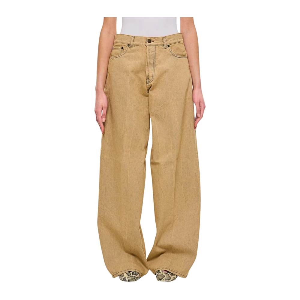 Haikure Women's Beige Wide Jeans, W27, Straight-Leg Jeans