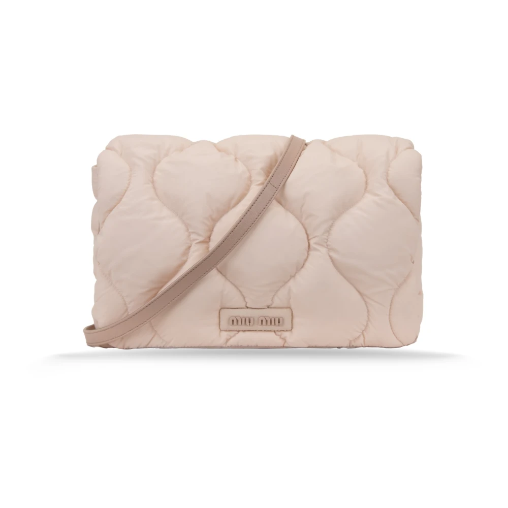 Miu Miu Women's Beige Quilted Shoulder Bag With Magnetic Button