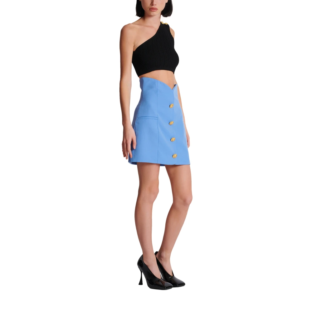 Balmain Tulpenrok met knopen Blue Dames