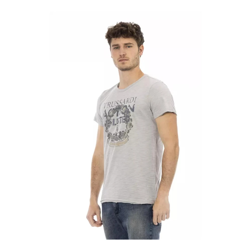 Trussardi Grijze Katoenen T-Shirt met Voorprint Gray Heren