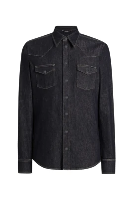 Marinblå Denim Skjorta