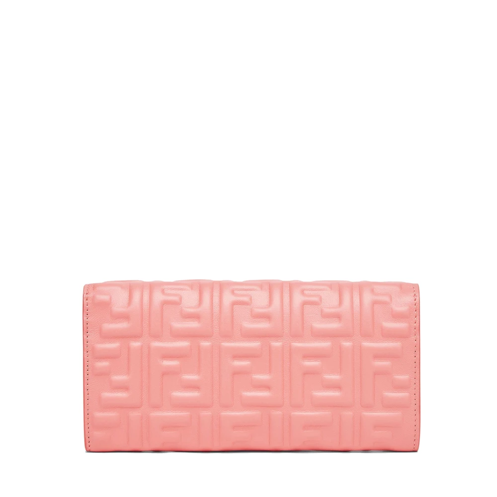 Fendi Roze Nappa Leren Portemonnee met FF Motief Pink Dames