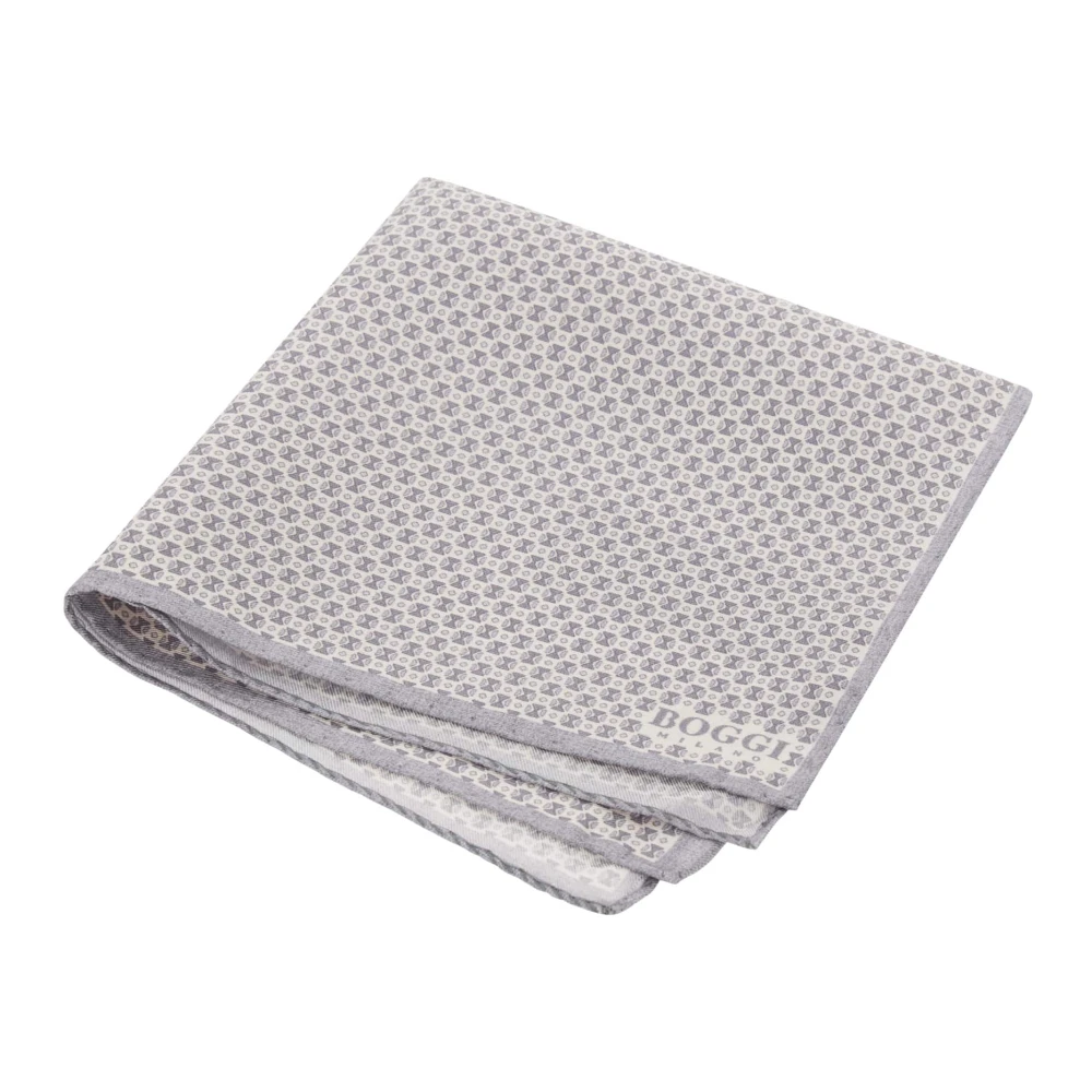 Boggi Milano Geometrische Zijden Zakdoek Gray Heren