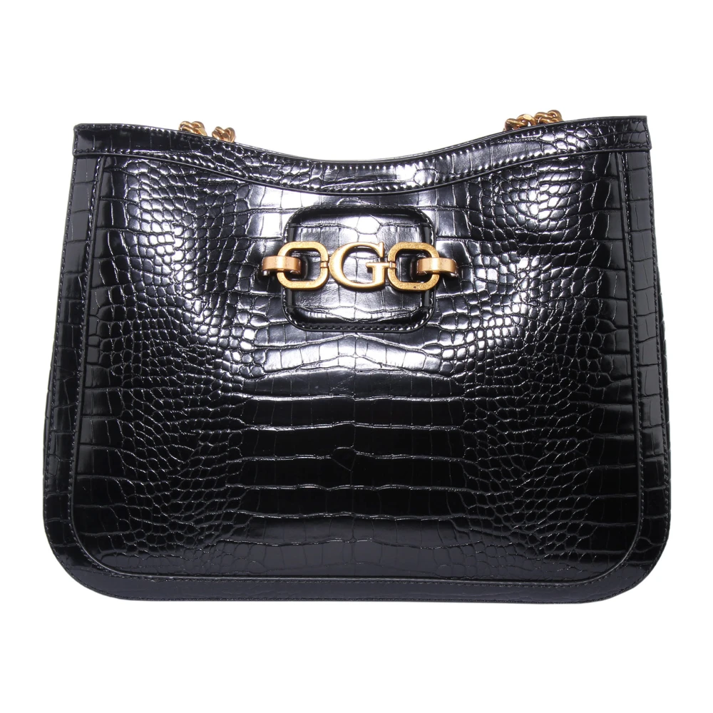 Guess Women's Black Shopping Bags, One Size, Croc Embossed Tote Bag