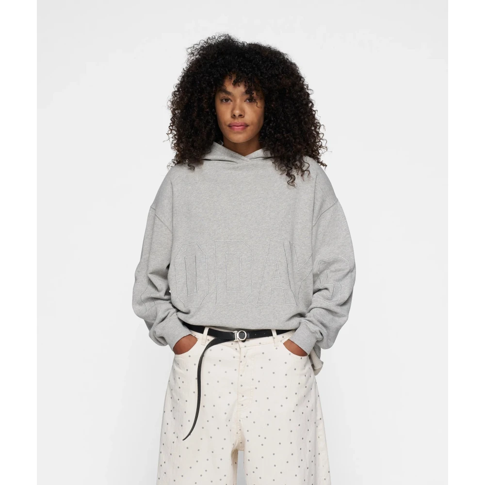 10Days Oversized Hoodie met Baseball Logo Borduursel Gray Dames