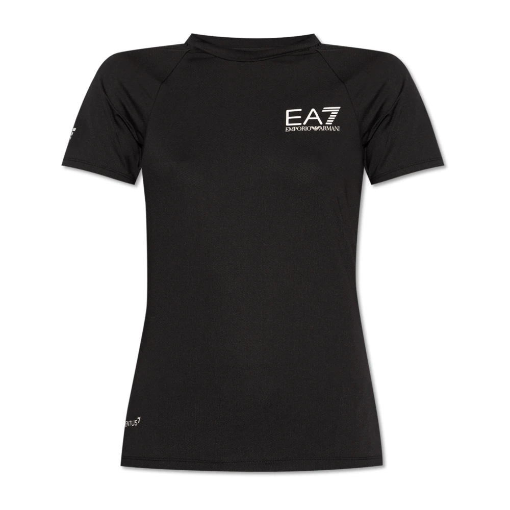 Emporio Armani EA7 T-shirt met bedrukt logo Black Dames