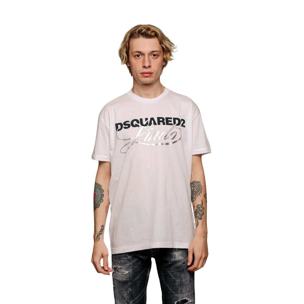 Dsquared2 Wit Katoenen T-Shirt met Very Dan Fit White Heren