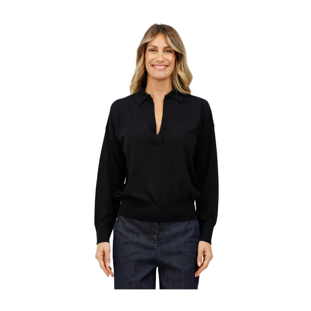 Alpha Studio Polo met wijde hals Blue Dames