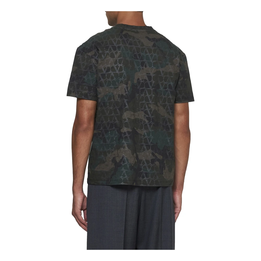 Valentino Camouflage en Toile Iconographe T-shirts Black Heren