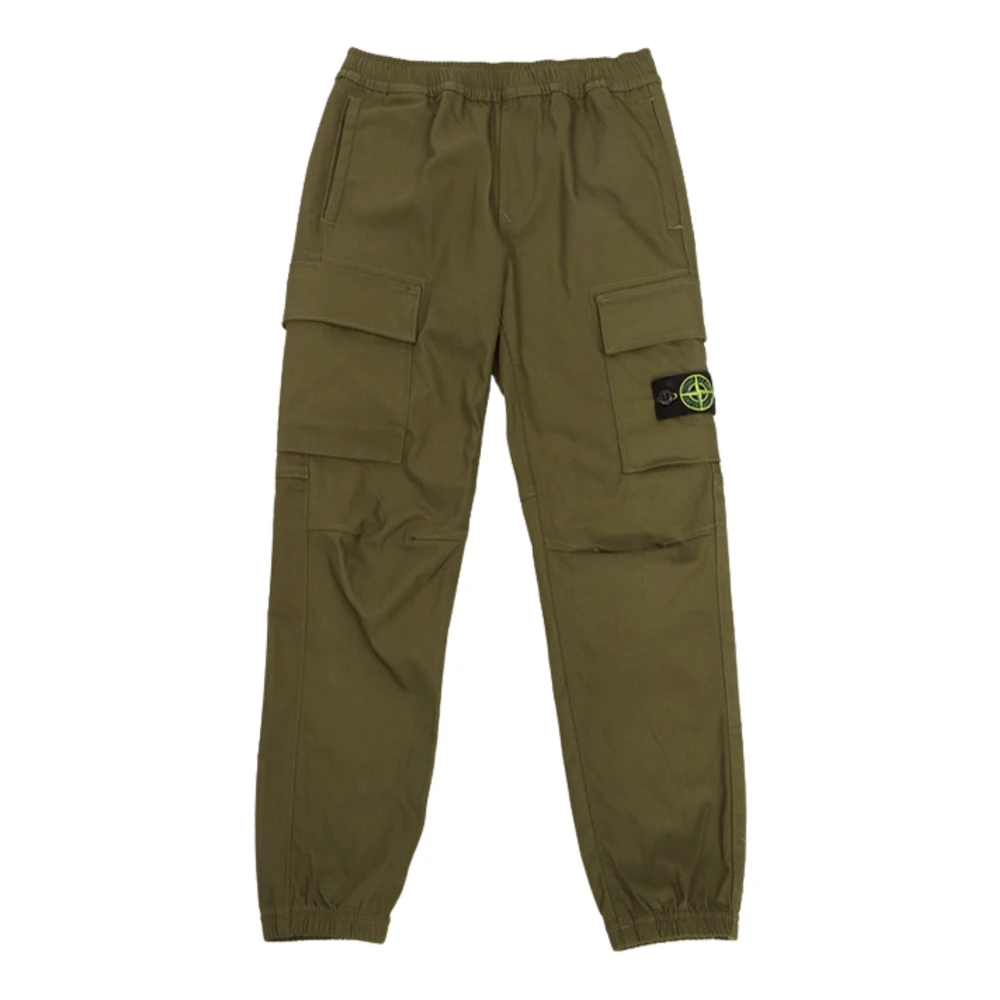 Stone Island Gröna Cargo Byxor Elastisk Midja Green, Pojke