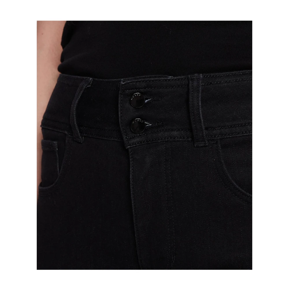 Guess Zwarte Denim Skinny Jeans met Strass Logo Black Dames