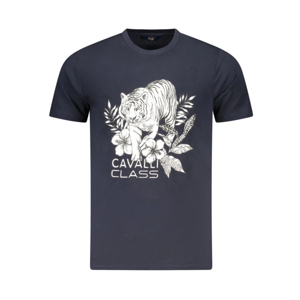 Cavalli Class Men's Blue Floral Print Statet Tee
