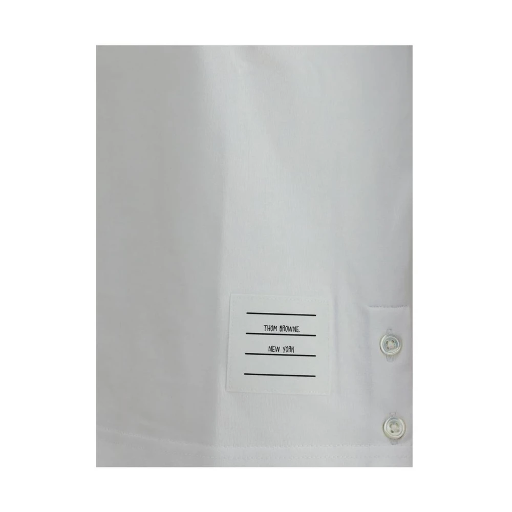 Thom Browne Contrast Ribgebreide Crew Neck T-Shirt White Dames