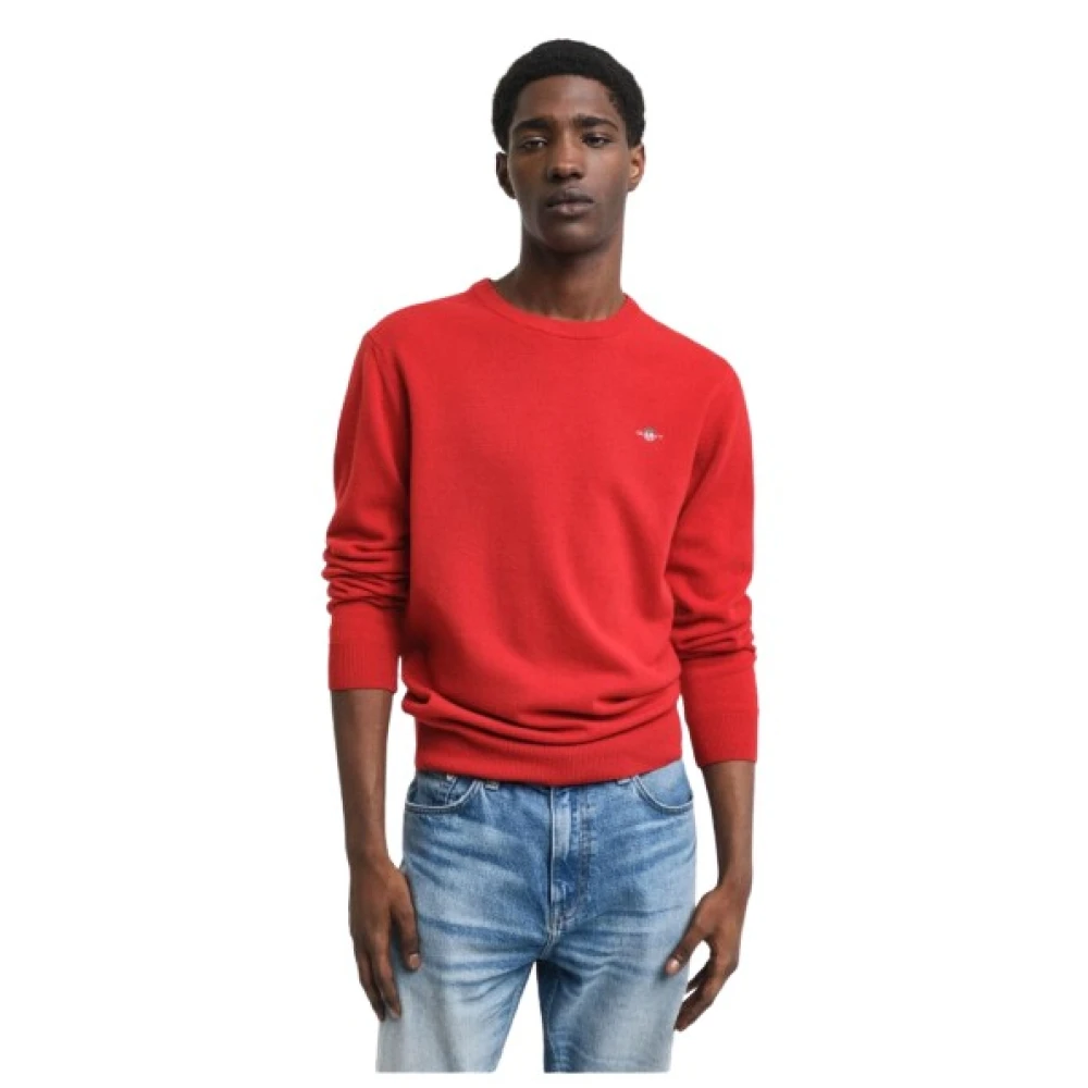 Gant Ultra-Fijne Wol Ronde Hals Trui Pink Heren