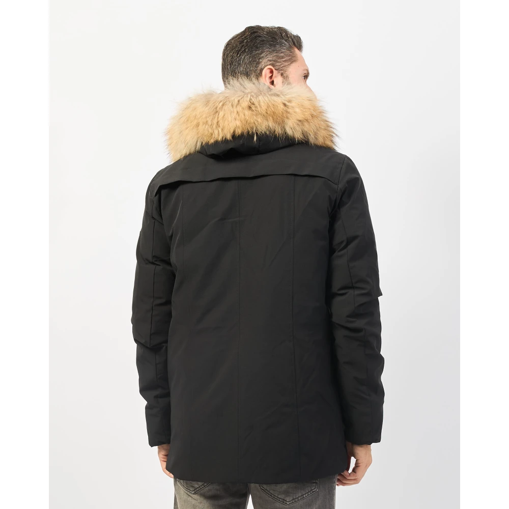 YES ZEE Zwarte parka met nepbont capuchon Black Heren