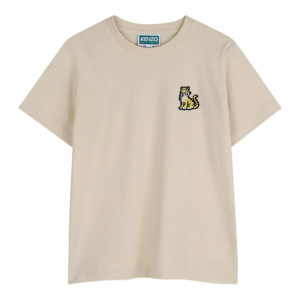 Kenzo Boys Beige Kids Short Sleeve T-Shirts, 10 Y, Tiger Logo T-Shirt