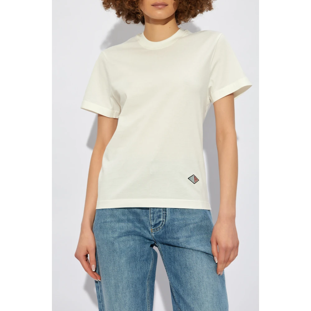 Bottega Veneta T-shirt met logo patch White Dames