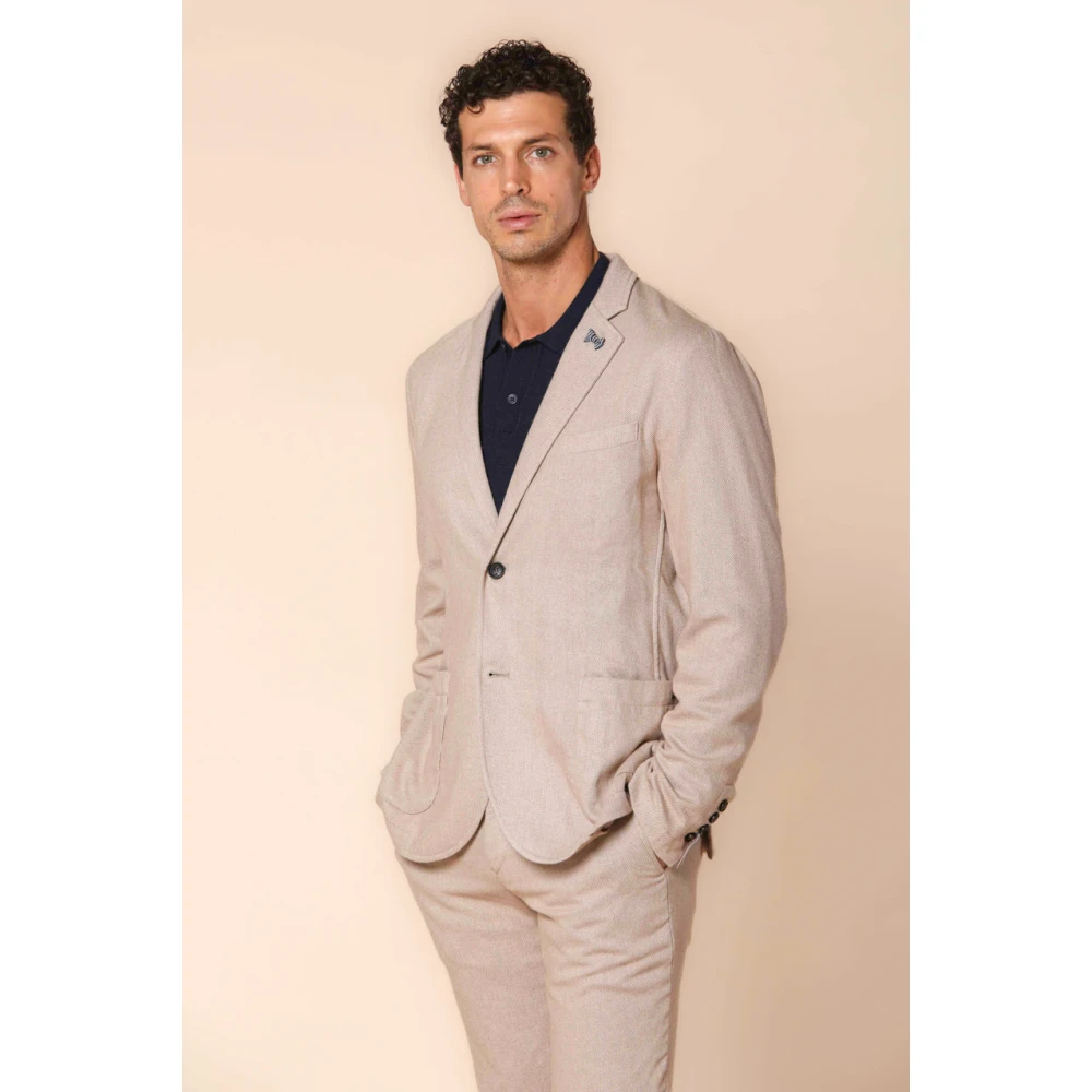 Mason's Regular Fit Wol Effect Flanel Blazer Gray Heren