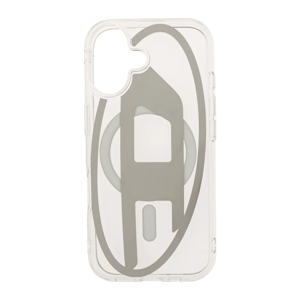 Diesel Unisex Grijs Accessoires One Size, Oval D Metallic Case Met Mag Safe Voor I Phone 17