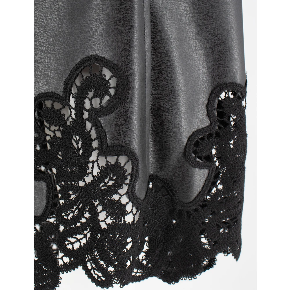 Ermanno Scervino Strapless Faux Leren Midi Jurk Black Dames