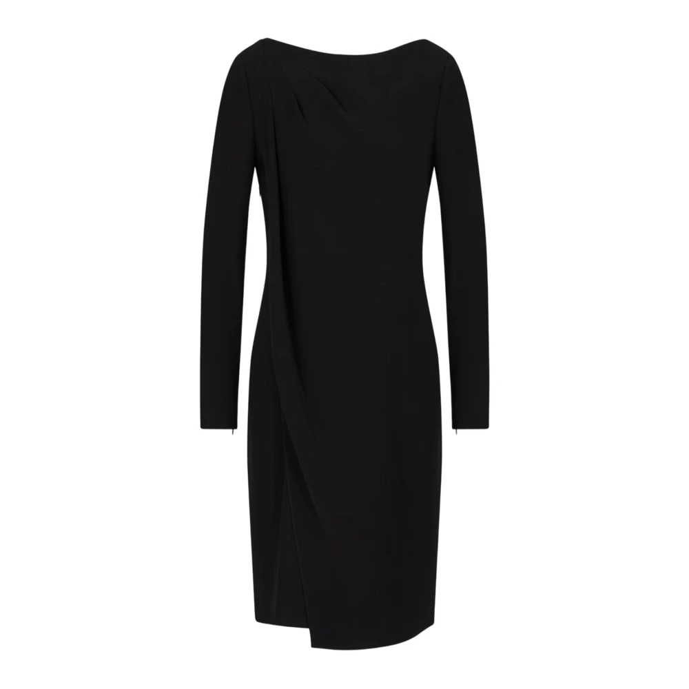 Emporio Armani Zwarte Lange Mouw Ronde Hals Jurk Black Dames