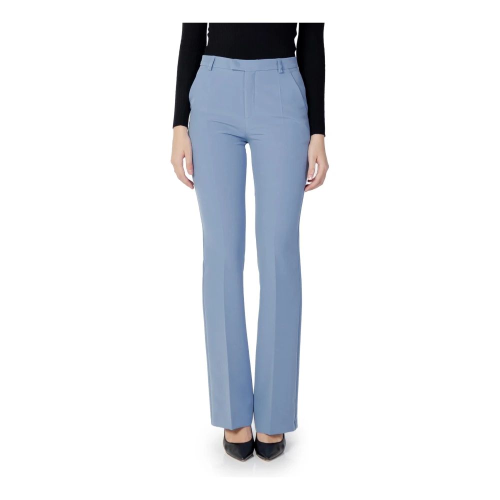 Sandro Ferrone Lichtblauwe Effen Broek Rits Sluiting Blue Dames