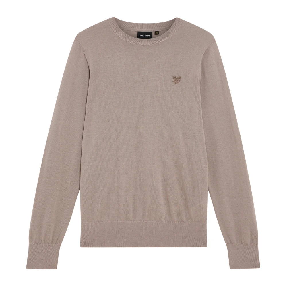 Lyle & Scott Men's Gray Round-Neck Knitwear, 2XL, Mid Knits Tonal Eagle Merino Crew Neck Jumper