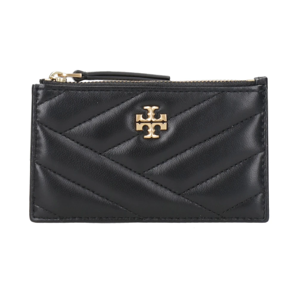 TORY BURCH Zwarte Nappa Chevron Gewatteerde Portemonnee Black Dames