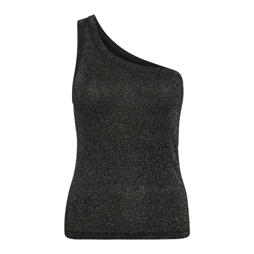 Co'Couture Asymmetrische Glitter Tank Top Black Dames