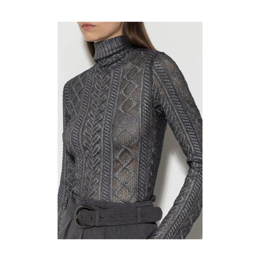 LUISA CERANO Kanten Blouse Stijlvol Mode Gray Dames