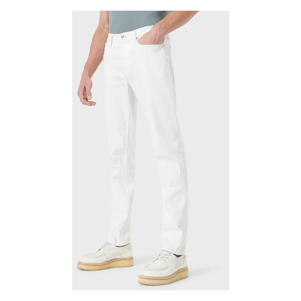 Emporio Armani Slim-Fit Jeans voor Mannen White Heren
