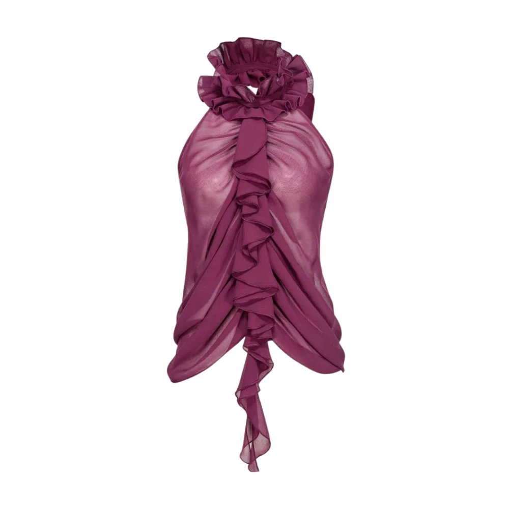 Pinko Gerimpelde Mouwloze Top met Open Rug Purple Dames