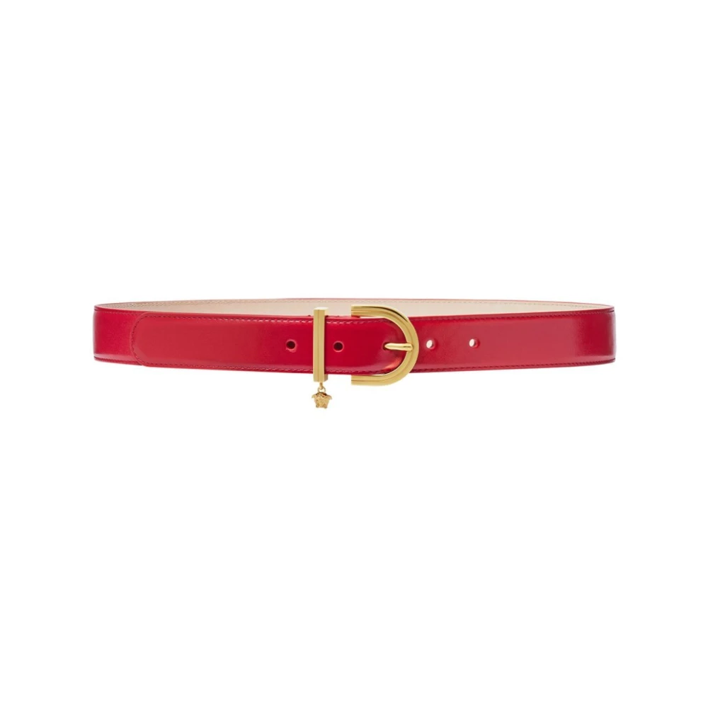 Versace Rode Lippenstift Goud Kalfsleer Riem Red Dames