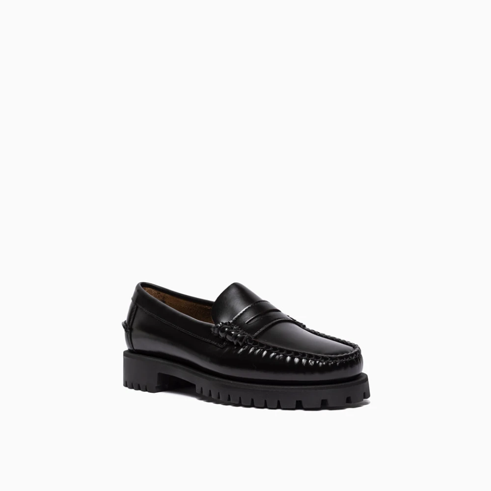 Sebago Met de hand genaaide leren mocassins Black Heren