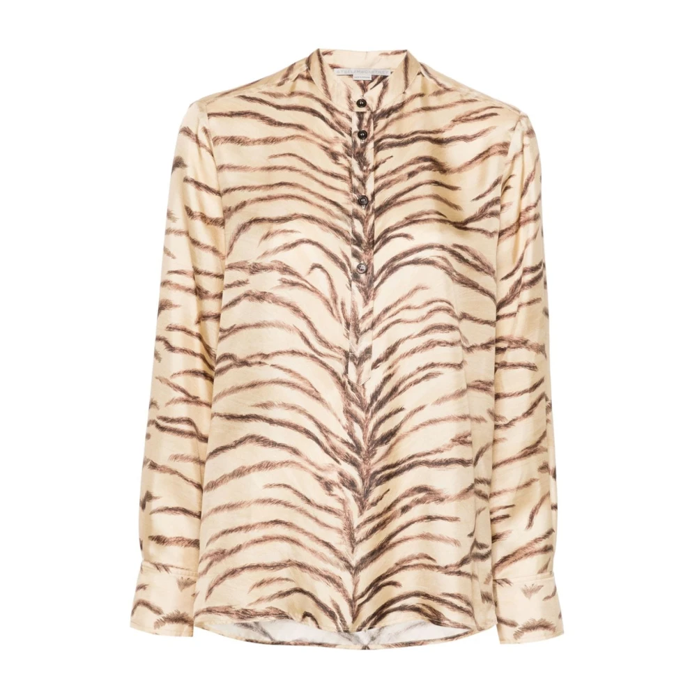 Stella Mccartney Zijden Shirt met Tijgerprint Beige Dames