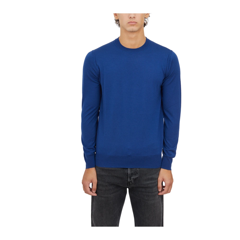 Paolo Pecora Wollen Crewneck Trui Blue Heren