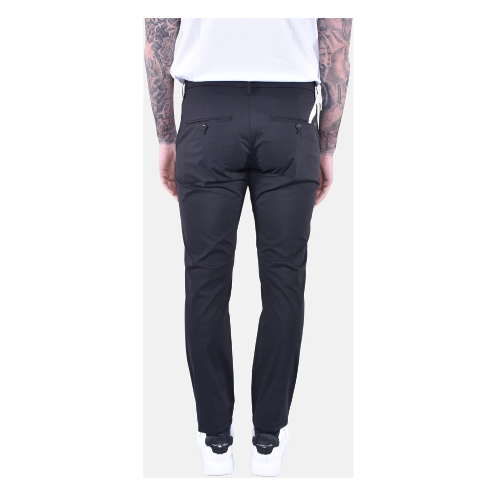 Dondup Slim Fit Chino Broek van Stretchkatoen Black Heren