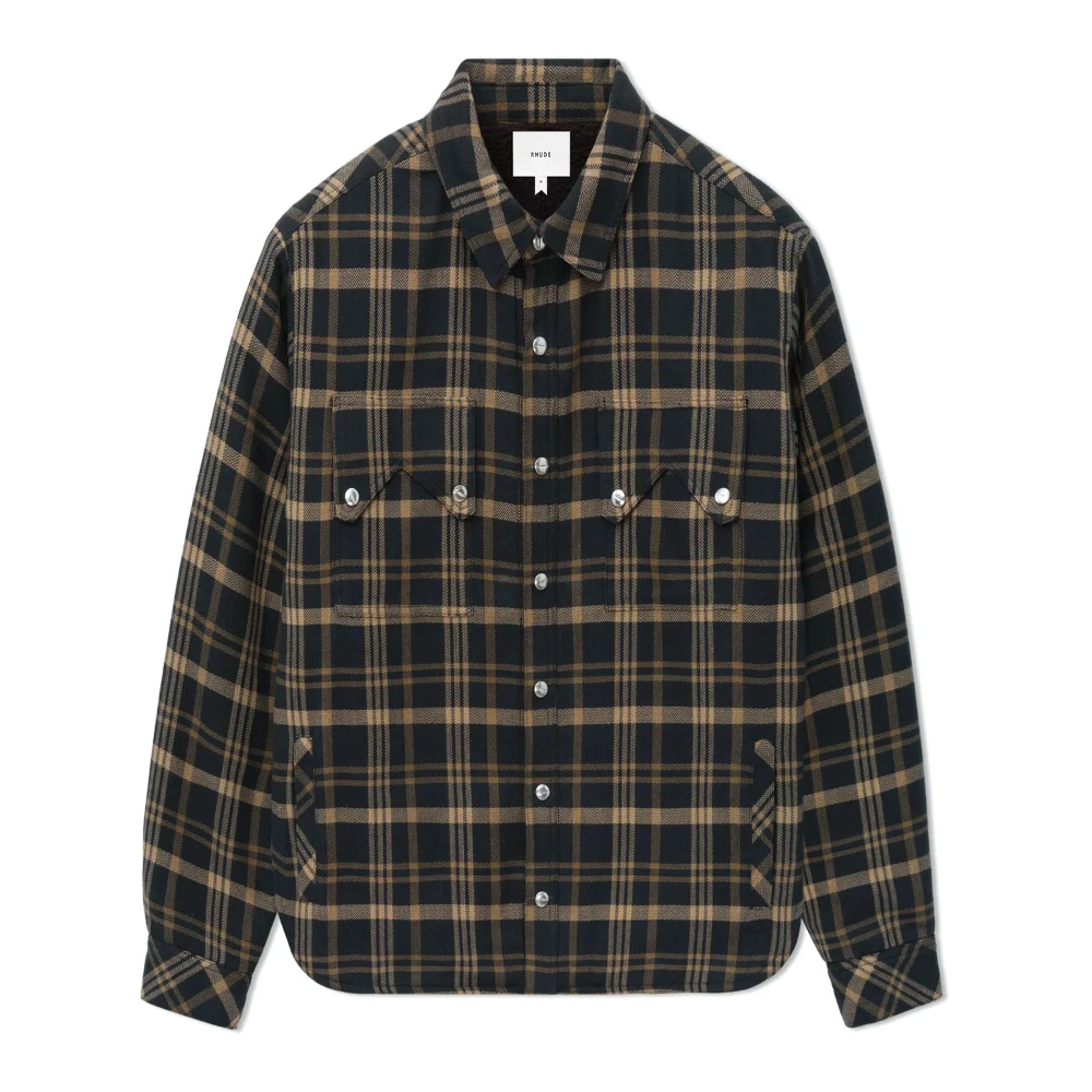 Rhude Sherpa Flanellen Shirt met Camp Kraag Brown Heren