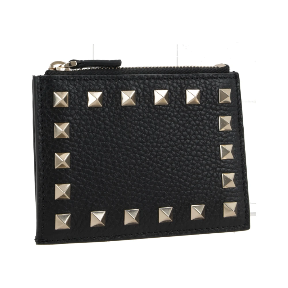 Valentino Garavani Zwarte leren gestudeerde portemonnee Black Dames