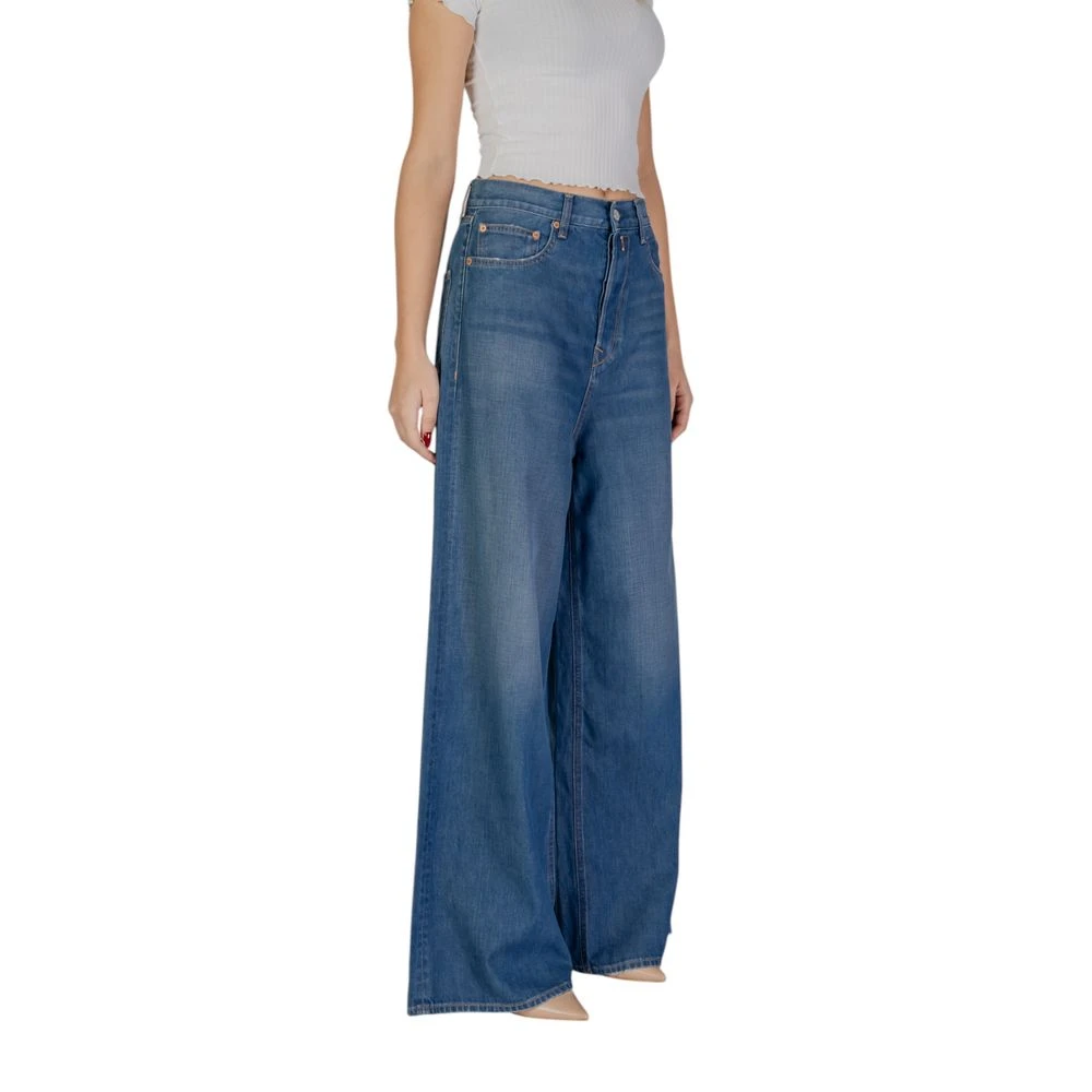 Replay Blauwe Katoenen Bootcut Jeans & Broek Blue Dames
